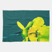 黄色抽象芸術水色ルーズフローラ キッチンタオル (横)