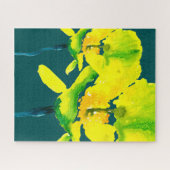 黄色抽象芸術水色ルーズフローラ ジグソーパズル (横)