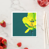 黄色抽象芸術水色ルーズフローラ スタンダードカクテルナプキン (インサイチュ)