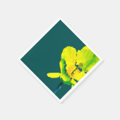 黄色抽象芸術水色ルーズフローラ スタンダードカクテルナプキン (角)