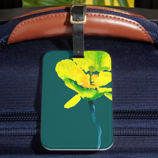 黄色抽象芸術水色ルーズフローラ ラゲッジタグ (正面インサイチュ2)