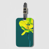 黄色抽象芸術水色ルーズフローラ ラゲッジタグ (正面縦)