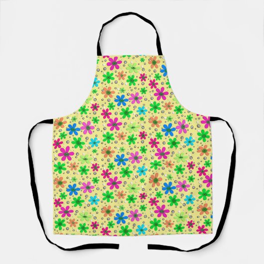 黄色数々のに鮮やかな色のカモミールの花 エプロン (正面)