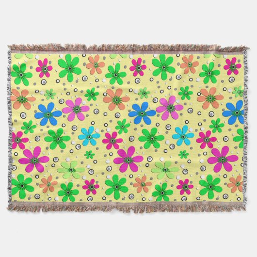 黄色数々のに鮮やかな色のカモミールの花 スローブランケット (正面)