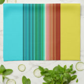 黄色数々のの青ストライプの色 キッチンタオル (折り畳み)