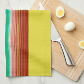 黄色数々のの青ストライプの色 キッチンタオル (四つ折り)