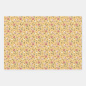 黄色数々のフローラ ラッピングペーパーシート (正面3)