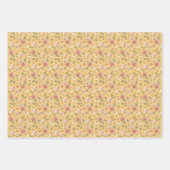 黄色数々のフローラ ラッピングペーパーシート (正面2)