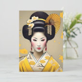 黄色日本のAポートレートの芸者 シーズンカード (スタンド正面)