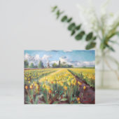 黄色春チューリップフラワーフィー絵画ルド ポストカード (スタンド正面)