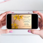 黄色春フォルシンシアフラワーズ婚約パーティ 招待状