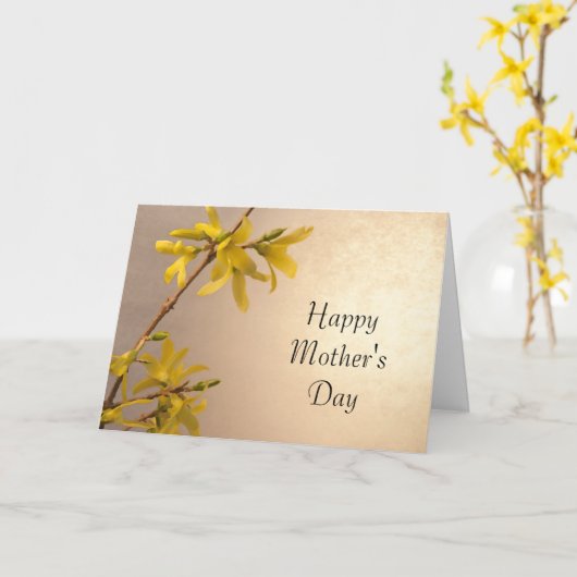 黄色春フォルシンシアマザーズの日 カード (黄色い花)