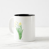 黄色春フローラ水彩ろう花 ツートーンマグカップ (正面左)