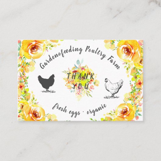 黄色春フローラ農家サンキューカード 名刺 (正面)