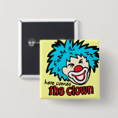 黄色来のピエロボタン/バッジ 缶バッジ (正面&裏面)