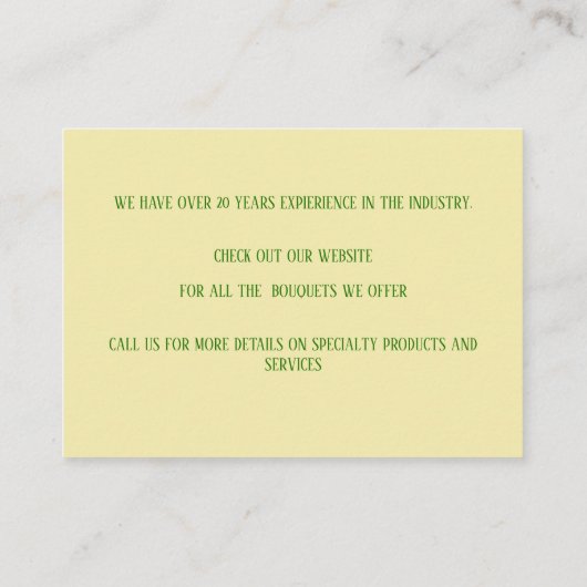 黄色植物花屋 名刺 (裏面)