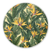 黄色極楽花柄 セラミックノブ (正面)