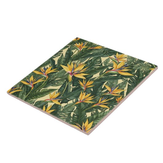 黄色極楽花柄 タイル (側面)