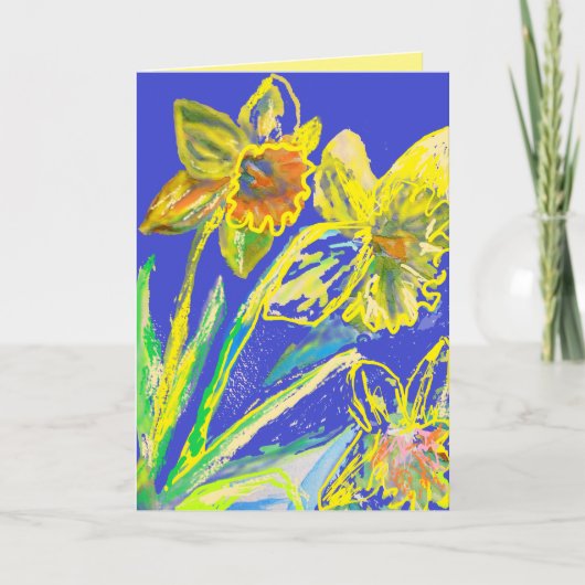 黄色水仙の絵 花 花のカード カード (正面)