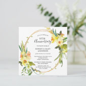 黄色水仙花の花 50周年パーティー 招待状 (スタンド正面)