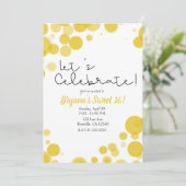 黄色水玉模様の泡祝パーティー 招待状 (スタンド正面)