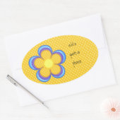 黄色水玉模様楕円 楕円形シール (封筒)