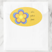 黄色水玉模様楕円 楕円形シール (バッグ)