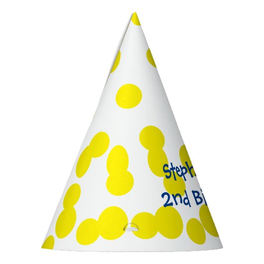 黄色水玉模様点在モノグラム誕生日 パーティーハット (左)