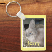 黄色淡い色のいペットのウサギの名前と写真 キーホルダー (正面)
