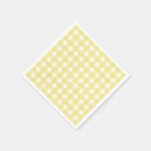 黄色淡い色のと白のギンガム スタンダードカクテルナプキン (角)
