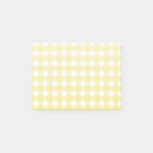 黄色淡い色のと白のギンガム ポストイット (正面)