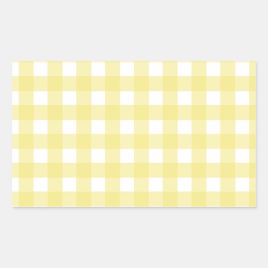 黄色淡い色のと白のギンガム 長方形シール (正面)