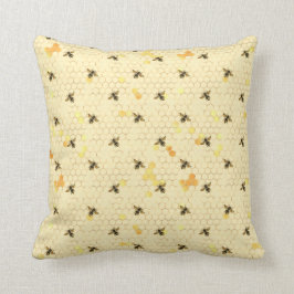 黄色淡い色ののトレンディー、蜂蜜蜂、蜂蜜の櫛型 クッション