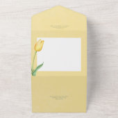 黄色淡い色のチューリップソロピモダンンクQRコード オールインワン招待状 (外側)
