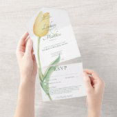 黄色淡い色のチューリップモダンソロNoディナー付き/詳細 オールインワン招待状 (貼ってはがせる)