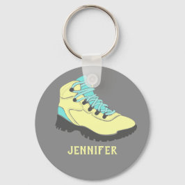 黄色淡い色のハイキングブパーソナライズされたートグレー キーホルダー