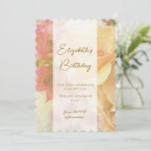 黄色淡い色のバラ誕生日招待状カード サンキューカード (スタンド正面)