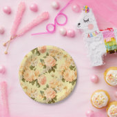 黄色淡い色の桃花 ペーパープレート (パーティー)