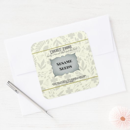 黄色淡い色の灰色の製品ラベルテンプレートチンキ スクエアシール (封筒)