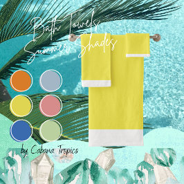 黄色無地のと白のトリムバスタオルセット バスタオルセット