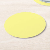 黄色無地の（淡い色）、 ラウンドペーパーコースター (アングル)