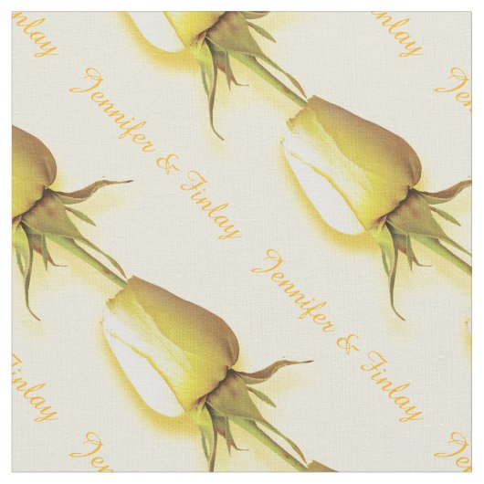 黄色独身ののバラ結婚の名前をカスタムする織物 ファブリック (クローズアップ)