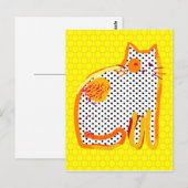『黄色猫』デジタ絵画ルはがき ポストカード (正面/裏面)