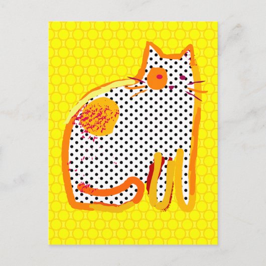 『黄色猫』デジタ絵画ルはがき ポストカード (正面)