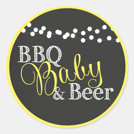 黄色男女兼用赤ちゃんシャワーBBQベビービール ラウンドシール (正面)