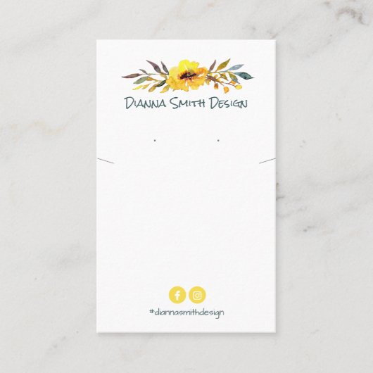 黄色白色DIYネックレス及びイヤリングカードホルダー 名刺 (正面)