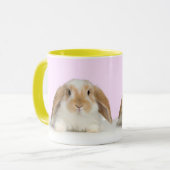黄色研がれたマグのかわいいバニー マグカップ (正面左)