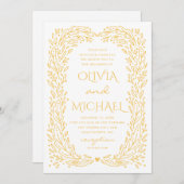 黄色秋結婚植物学。秋のフローラ 招待状 (正面/裏面)