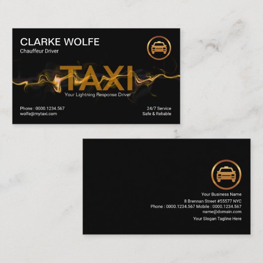 黄色稲妻フラッシュタクシー 名刺 (正面/裏面)