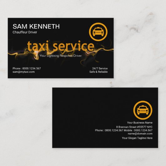 黄色稲妻対応タクシー運転手 名刺 (正面/裏面)